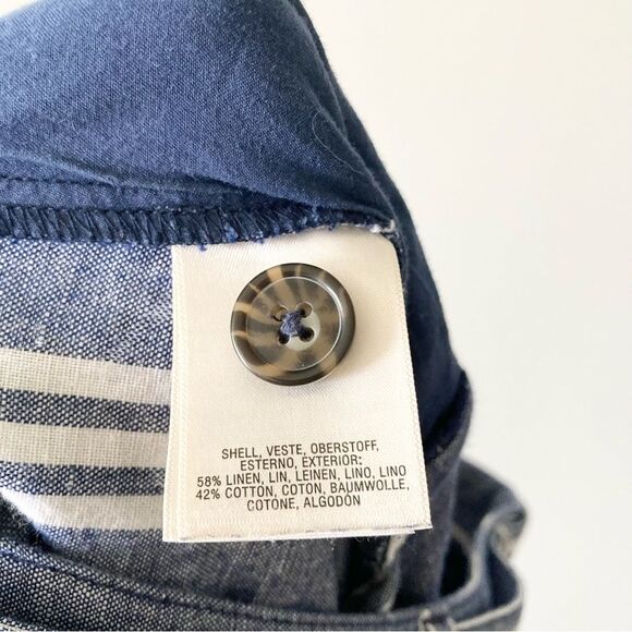 Anthropologie Wide Leg Pants Womens Size 6P Blue Stripe Linen Cotton Blend - Picture 7 of 7